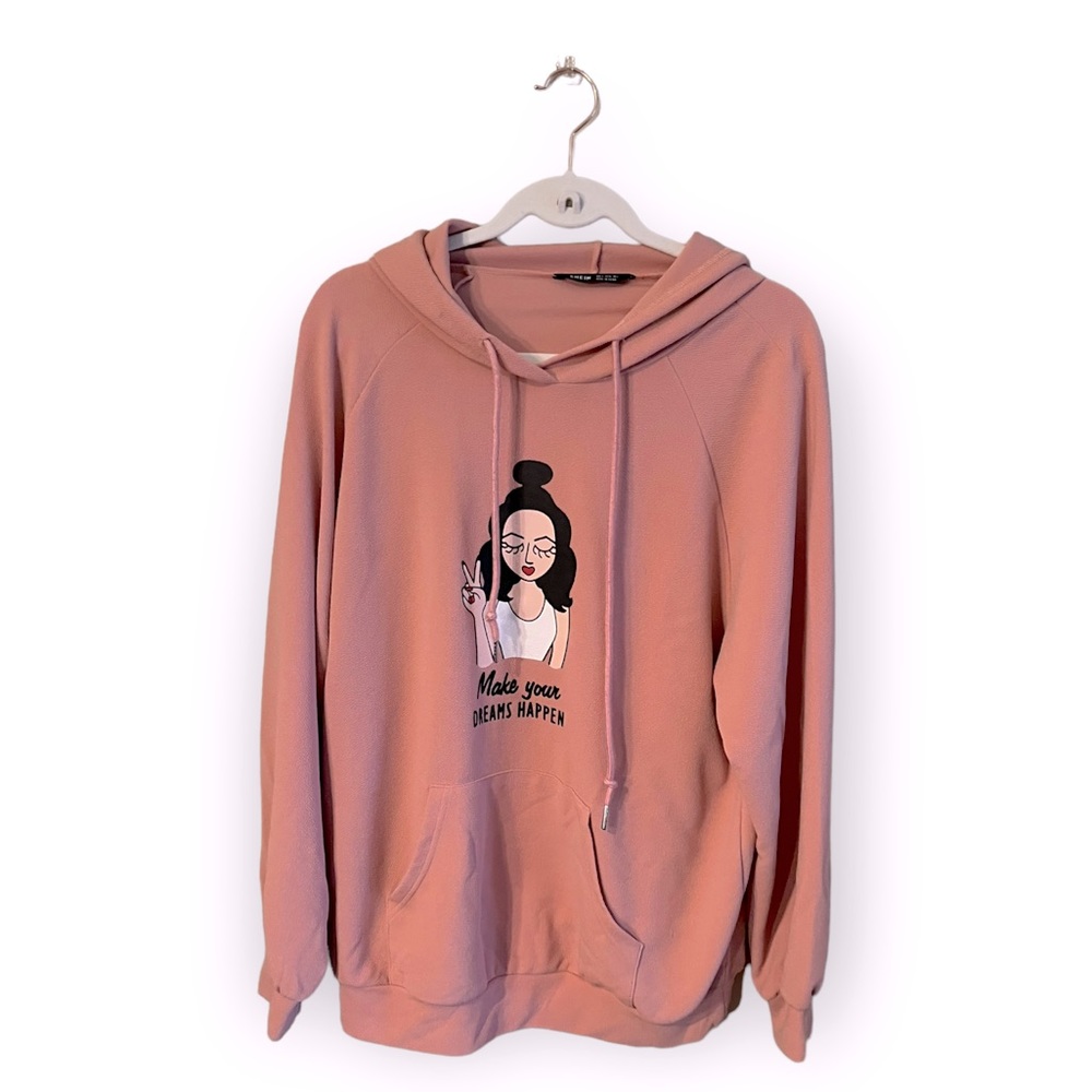 Pink Make Your Dreams Happen Lightweight Graphic Hoodie